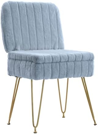 Vanity Chair with Storage | Comfy Ottoman with Folding Back by Manyday