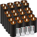 YOROXRG 24 Pack Halloween Decoration Flickering Flameless Candles, Battery Operated LED Pillar Candles with Remote Control and Timer.for Home Decor (D2.2 xH 5" 6" 7" Black) by YOROXRG