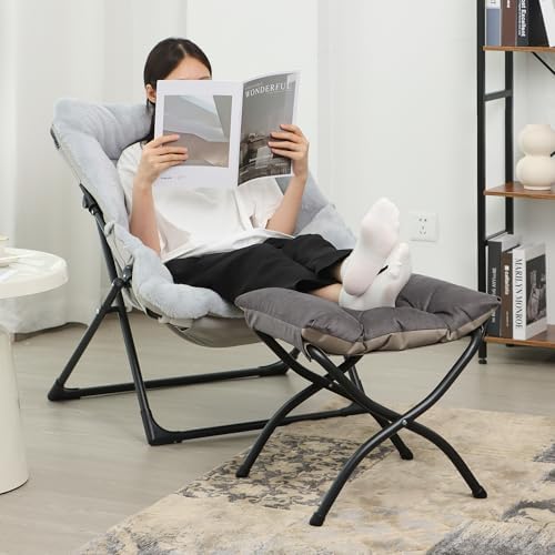 15"(H) Folding Ottoman, Foldable Footrest Stool, Portable Small Foot Stool for Couch, Collapsible Foot Rest Ottoman for Sofa, Accent Padded Ottomans for Living Room, Bedroom, Dark Coffee - Image 2