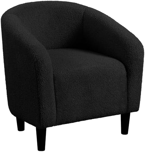 Yaheetech Small 25.5in Wide Sherpa Barrel Accent Chair for Bedroom, Black by Yaheetech