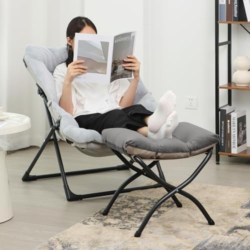 15"(H) Folding Ottoman, Set of 2, Foldable Footrest Stool, Small Foot Stool for Couch, Collapsible Foot Rest Ottoman for Sofa, Accent Padded Ottomans for Living Room, Bedroom, Dark Grey - Image 2