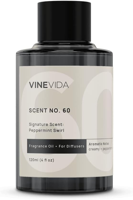 VINEVIDA [4 Fl Oz] Peppermint Swirl Fragrance Oil for Cold Air Diffusers, Essential Oils for Diffuser Oil Refill & Air Freshener Room Spray