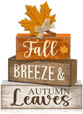 Lineshading 4 Pcs Wooden Fall Block Signs Farmhouse Tabletop Decor by Lineshading