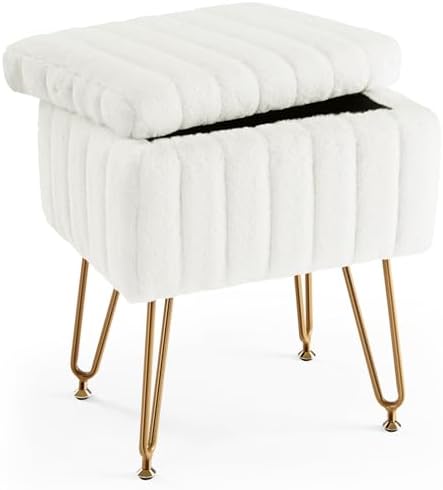 DUMOS Vanity Stool Chair, Ottoman with Storage for Living Room, Bedroom by DumosLifestyle