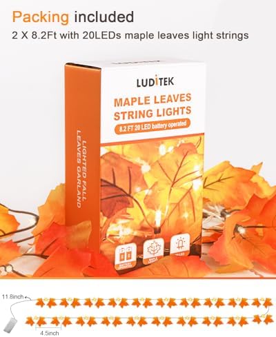 2-Pack Lighted Fall Garland, Total 16.4ft 40 LED Autumn String Lights - Image 6