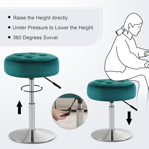 Gitrah Teal Vanity Stool Chair Swivel Adjustable Comfortable Makeup Stool - Image 6