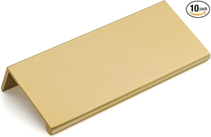 goldenwarm 10 Pack Gold Finger Edge Pulls Drawer Finger Pulls Champagne Gold Kitchen Hardware Handles Bedroom Dresser Drawers,3in Hole Center