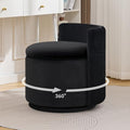 WUTUTUEE Large Velvet Vanity Chair with Storage, 360° Swivel Makeup Chair with Wave Back, No Assembly Small Accent Stool for Bedroom, Dressing, Living Room, Black by WUTUTUEE
