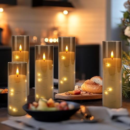 YOROXRG 24 Pack Halloween Decoration Flickering Flameless Candles, Battery Operated LED Candles for New Year, Home Decor, Parties, Wedding,Christmas(D2.2 x H 5" 6" 7") Grey - Image 2