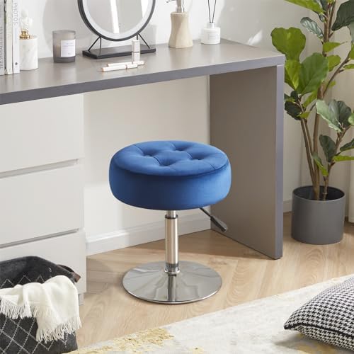 Gitrah Blue Vanity Stool Chair Swivel Adjustable Comfortable Makeup Stool - Image 2