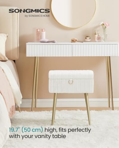 SONGMICS Vanity Stool Chair with Storage, Metal Legs, Max. Load 440 lb - Image 3