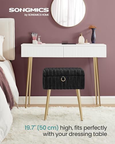 SONGMICS Vanity Stool Chair with Storage, Metal Legs, Max. Load 440 lb - Image 3
