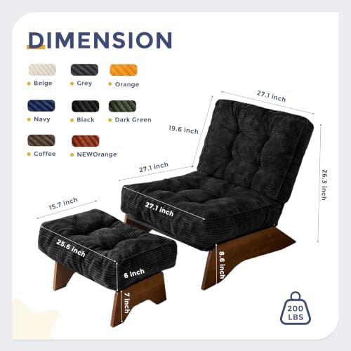 MAXYOYO Accent Chair with Ottoman, Lounge Chair with Adjustable Backrest - Image 2