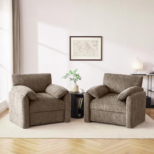 Howjoe Accent Chair for Living Room, Oversized Reading Armchair, Brown - Image 4