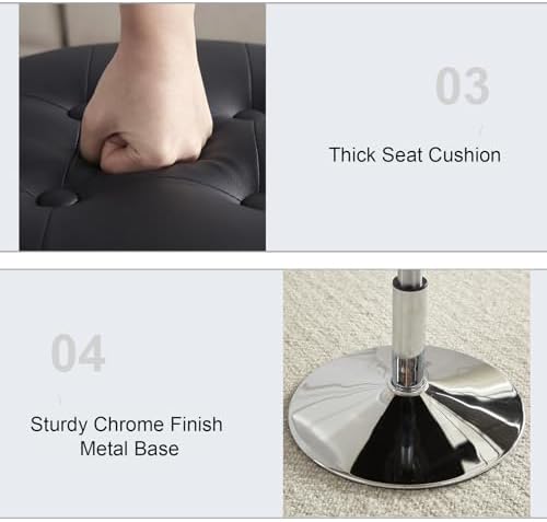 Gitrah Black Vanity Stool Chair Swivel Adjustable Comfortable Makeup Stool - Image 6