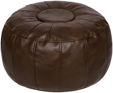 Thgonwid Unstuffed Moroccan Ottoman Pouf Cover, Ottoman Footstool Storage Solution, Bean Bag Chair, Foot Rest, Deep Coffee by Thgonwid