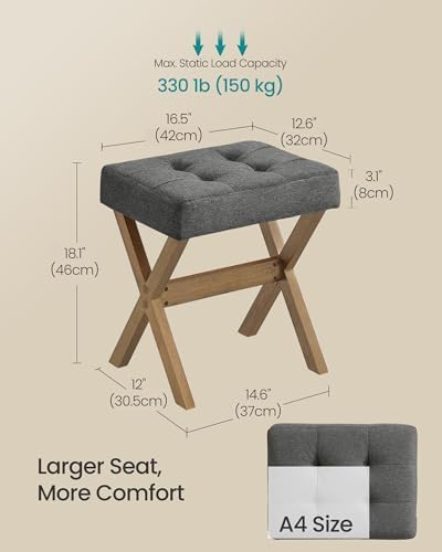 SONGMICS Makeup Stool, Padded Vanity Foot Rest, Solid Wood X Legs - Image 2