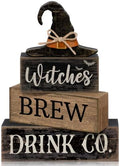 Lineshading 4 Pcs Halloween Witch Wood Block Signs, Tiered Tray Decor by Lineshading