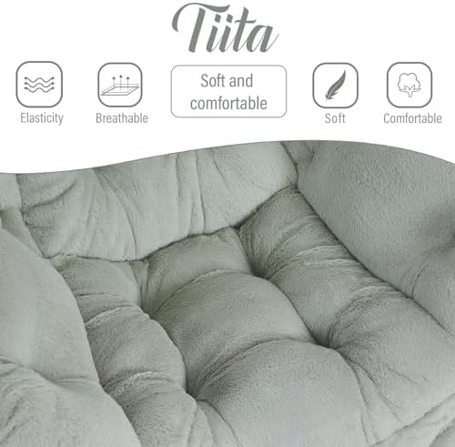 Tiita Lazy Chair with Ottoman, Comfy Reading Accent Chair, Plush Green - Image 4