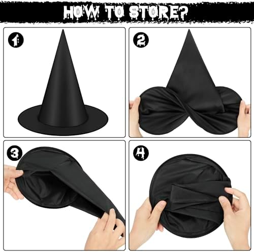 48 PCS Halloween Witches Hat, Black Hanging Halloween Decorations Bulk - Image 3