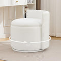 WUTUTUEE Large Velvet Vanity Chair with Storage, 360° Swivel Makeup Chair with Wave Back, No Assembly Small Accent Stool for Bedroom, Dressing, Living Room, White by WUTUTUEE