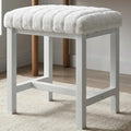 Small Plush Vanity Stool, Cute Vanity Stools with Soft Faux Rabbit Fur Cushion, White Makeup Vanity Chair for Small Spaces, Living Room, Bedroom, Entryway, Ottoman Foot Rest for Couch Sillas Modern by KAI-ROAD
