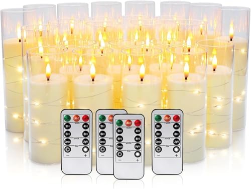 YOROXRG 24 Pack Christmas Decoration Flickering Flameless Candles,Battery Operated Candles,LED String Lights LED Candles for New Year, Home Decor, Parties,Wedding(D2.2 xH 5" 6" 7") (Ivory) by YOROXRG
