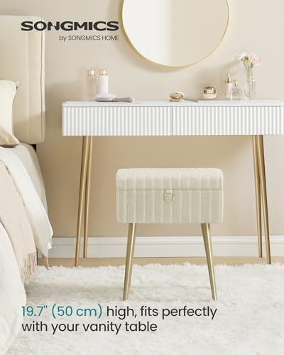 SONGMICS Vanity Stool Chair with Storage, Metal Legs, Max. Load 440 lb - Image 3