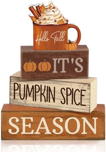 Lineshading 4 Pcs Fall Table Decor for Home, Pumpkin Spice Coffee Bar Sign by Lineshading