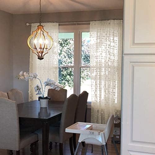 MYSKY HOME Pom Pom Beige Sheer Curtains for Bedroom Girls Room Curtains 108 Inches Long for Nursery Kids Light Filtering Boho Window Drapes, Rod Pocket, 52" Wide, 2 Panels