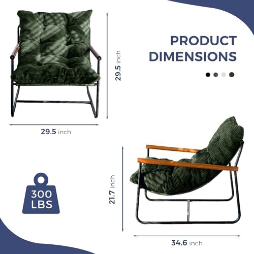 MAXYOYO Modern Accent Chair, Comfy Living Room Chair with Metal Frame - Image 2