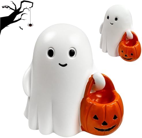 White Decorative Halloween Ghost Figurine (White Pumpkin Ghost) by Unknown