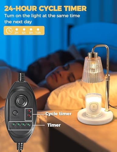 Marble Candle Warmer Lamp White with Cycle Timer, Dimmable Wax Melt Warmer - Image 4
