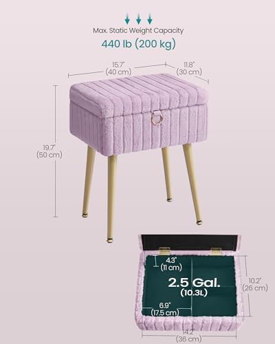 SONGMICS Vanity Stool Chair with Storage, Metal Legs, Max. Load 440 lb - Image 2