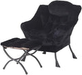 Welnow Lazy Chair with Ottoman, Reading Chair with Footrest, Jet Black by LifeGetsBetterWithWelnow