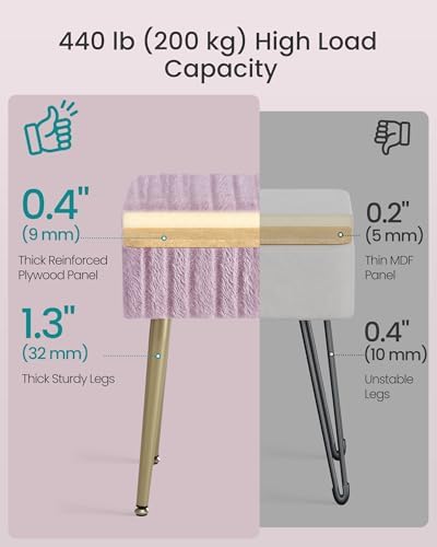 SONGMICS Vanity Stool Chair with Storage, Metal Legs, Max. Load 440 lb - Image 6