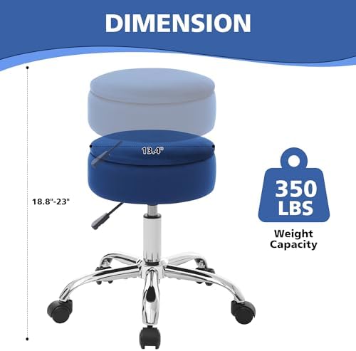 Adjustable Vanity Stool Storage Swivel Rolling Vanity Chair with Wheels - Image 2