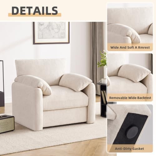 Howjoe 2 Pack Accent Chair for Living Room, Oversized Armchair, Beige - Image 5