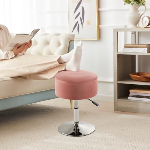 Adjustable Vanity Stool with Storage Swivel Vanity Chair Makeup Stool Pink - Image 7
