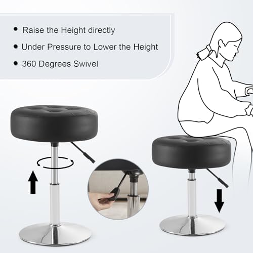 Gitrah Black Vanity Stool Chair Swivel Adjustable Comfortable Makeup Stool - Image 5