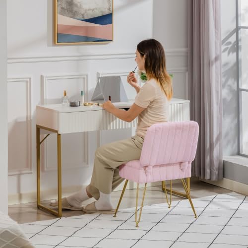 Vanity Chair with Storage | Comfy Ottoman with Folding Back - Image 2