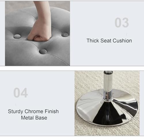 Gitrah Grey Vanity Stool Chair Swivel Adjustable Comfortable Makeup Stool - Image 7