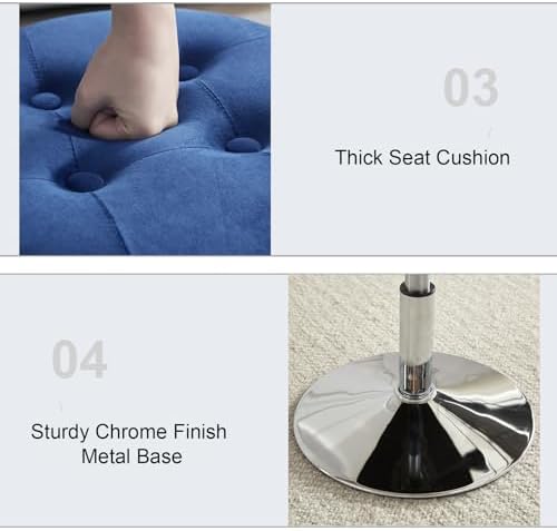 Gitrah Blue Vanity Stool Chair Swivel Adjustable Comfortable Makeup Stool - Image 6