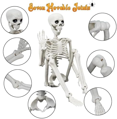 Lighted Human & Dog Skeleton Halloween Decorations Outdoor/Indoor - 36 Inch Realistic Full Body Movable Posable Skeleton Spooky Halloween Decor for Garden Yard Porch Party Haunted Graveyard - Image 5