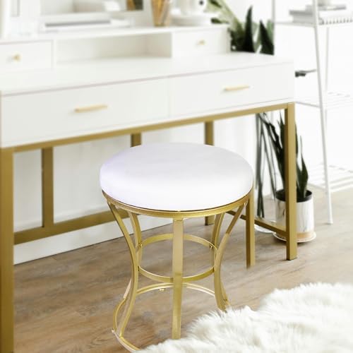 Vanity Chair, Small Velvet Vanity Stool & Ottoman Bench for Bathroom, Dorm - Image 2