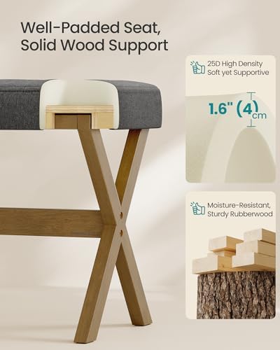 SONGMICS Makeup Stool, Padded Vanity Foot Rest, Solid Wood X Legs - Image 5