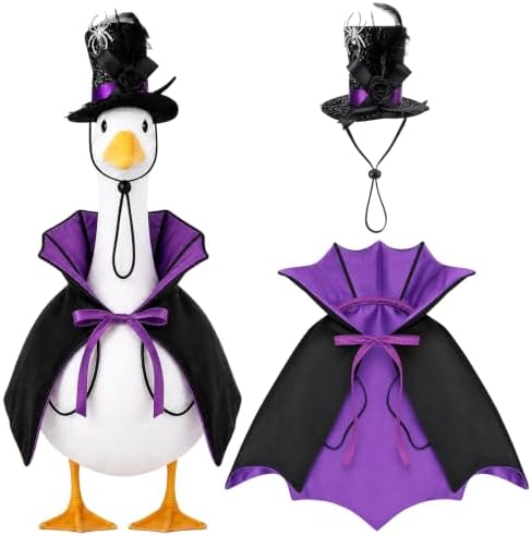 Halloween Porch Goose Outfit Vampire Cape Pumpkin‑Skull Party Hat, Purple by TAKEALOOKO