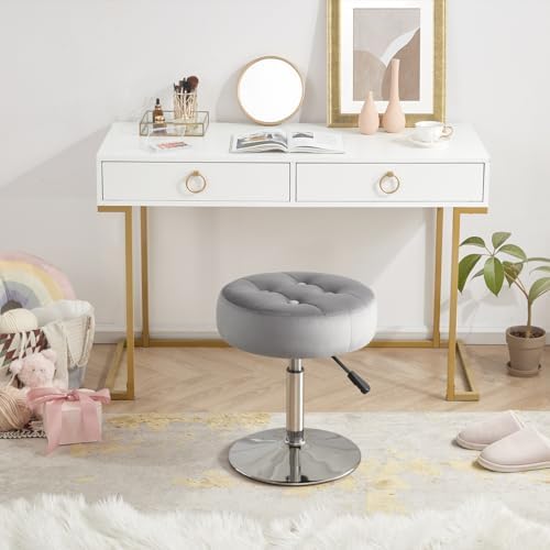 Gitrah Grey Vanity Stool Chair Swivel Adjustable Comfortable Makeup Stool - Image 5