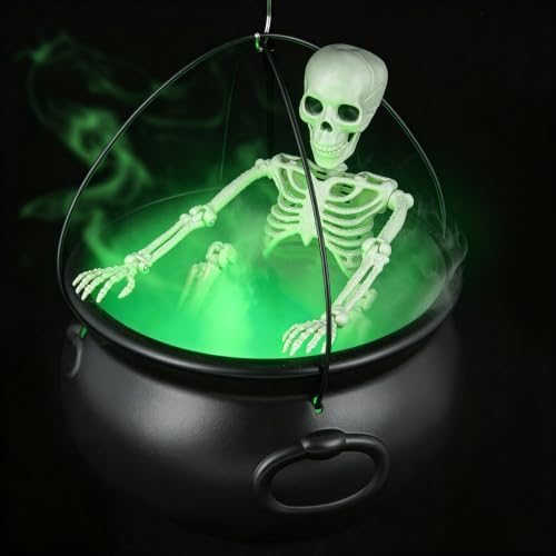 Halloween Decorations Outdoor Witch Cauldron Tripod with Fog Maker & Skull by MEADIN