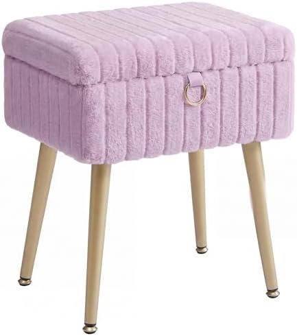 SONGMICS Vanity Stool Chair with Storage, Metal Legs, Max. Load 440 lb by SONGMICSbySONGMICSHOME